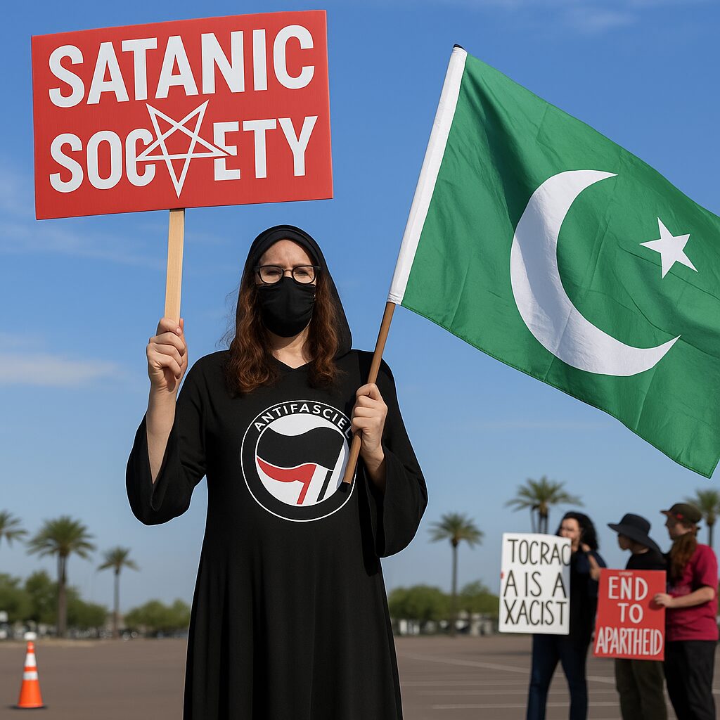 Meet the Trans Muslim Antifa Protester Outside of Charlie Kirk's Funeral