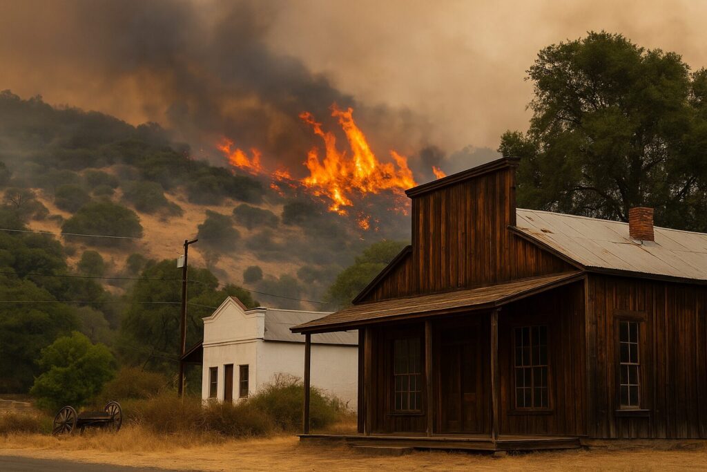 Quick-moving wildfire scorches historic California gold mining town, burning multiple homes