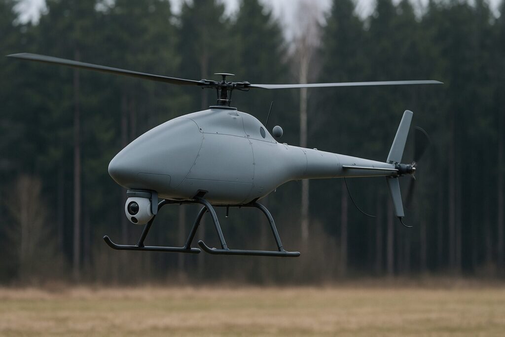 A helicopter-type reconnaissance drone immune to electronic warfare has been launched for testing.