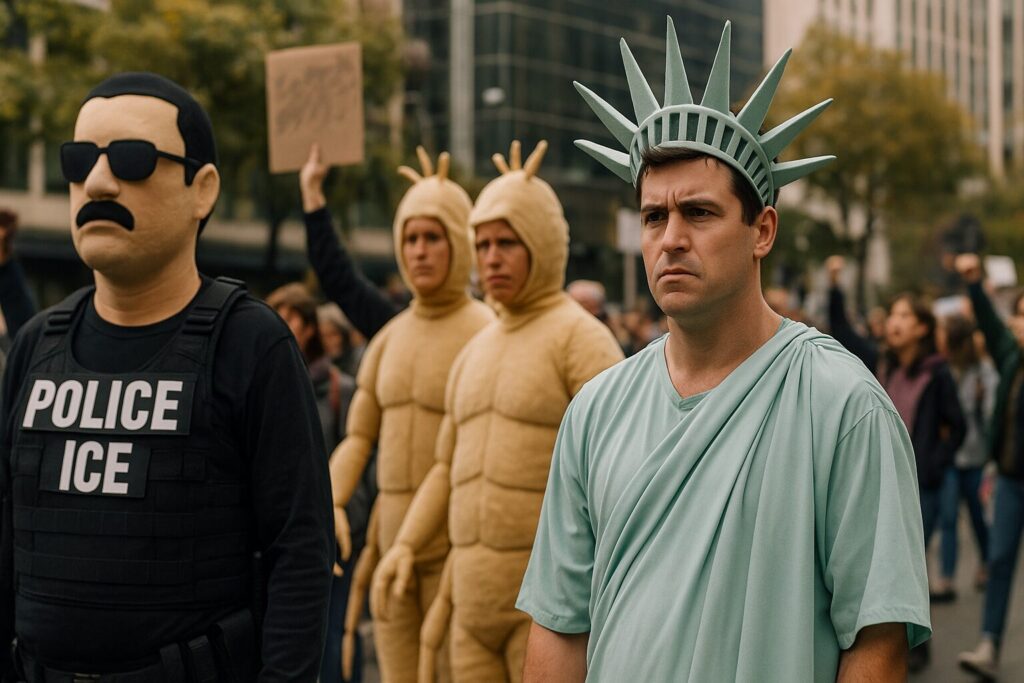 Buggin’ Out- Cringe LICE Agent Cosplayers Infest the U.S. Constitution at Seattle’s ‘No Kings’ Protest