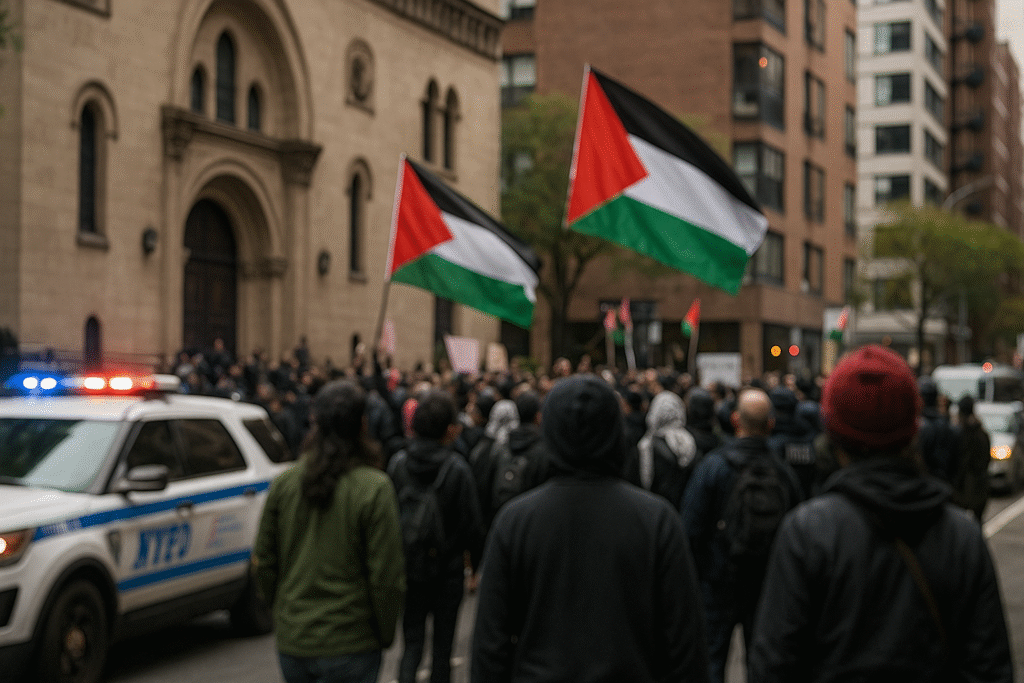 Anti-Israel protesters chant ‘Globalize the intifada’ outside N.Y. synagogue