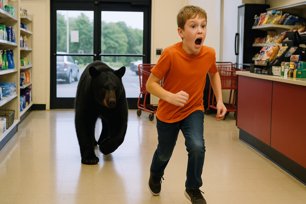 Huge black bear chases petrified 11-year-old boy into Family Dollar and jumps over counter