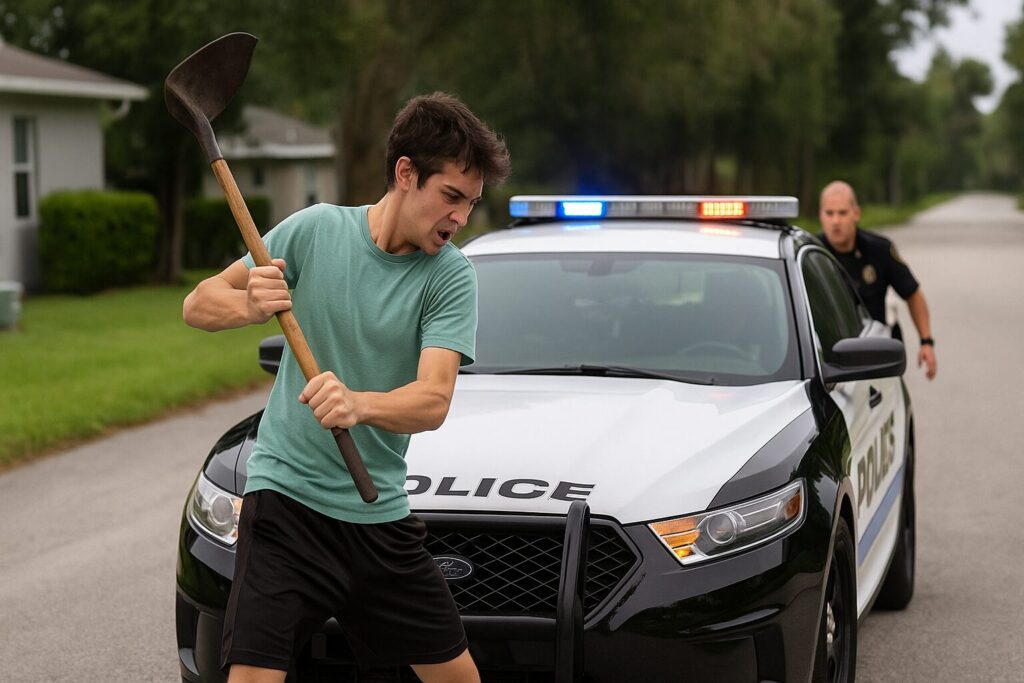 Teen attacks police car with a shovel; Florida shows soft on crime states how it’s done