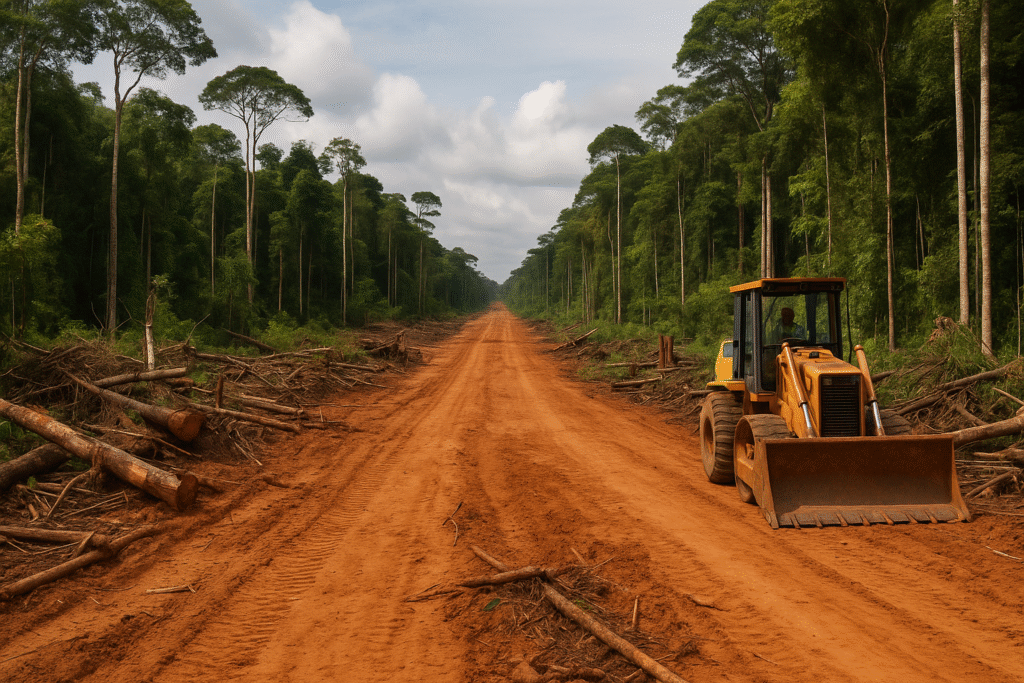 Amazon rainforest trees cut down to build road for COP30 climate summit