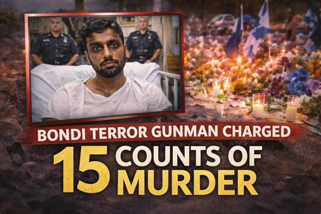 Bondi terror gunman charged with 15 counts of murder
