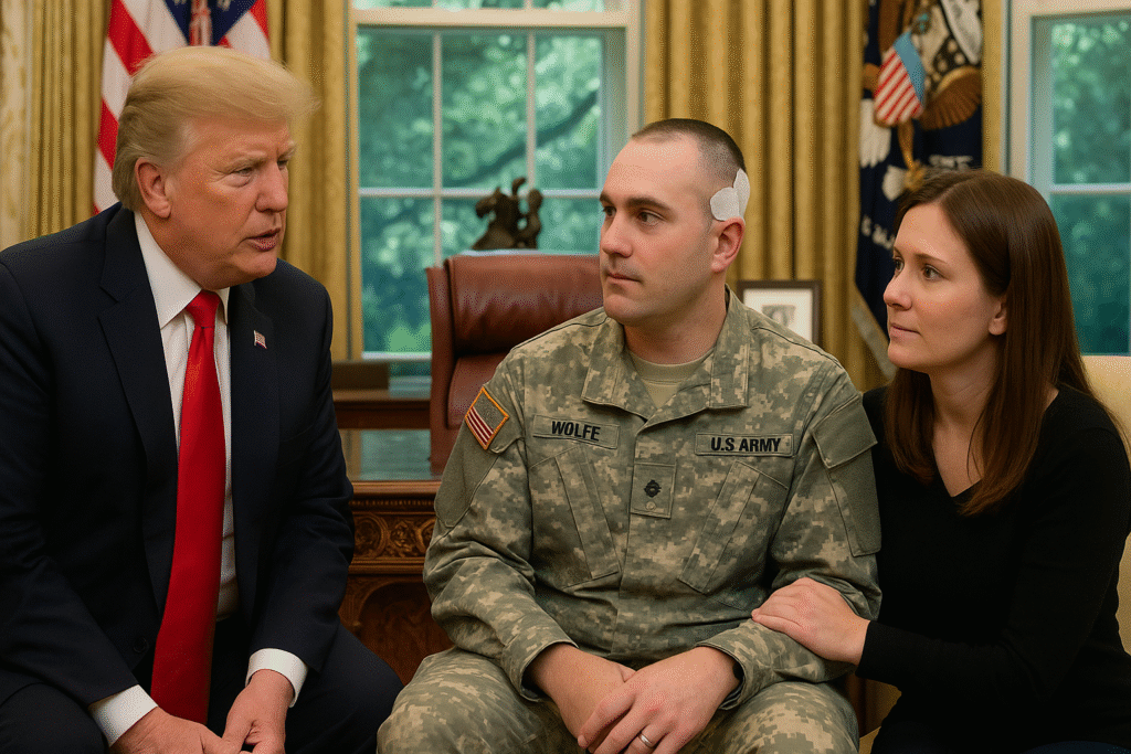 President Trump Meets With Family of Injured National Guardsman Andrew Wolfe in Oval Office