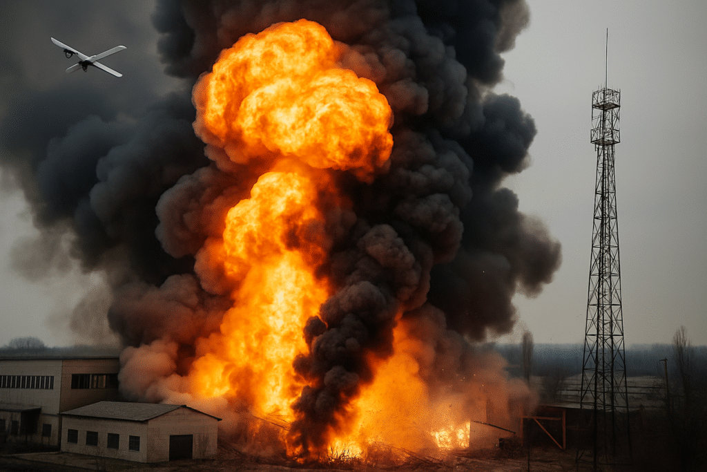 A powerful explosion rocked a plant in the Dnipropetrovsk region.
