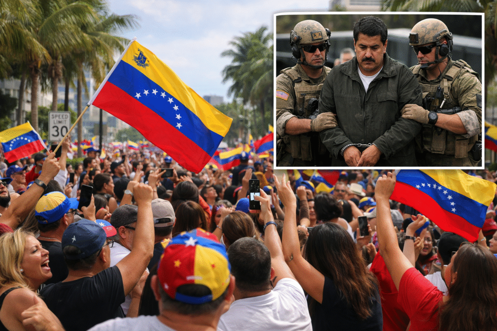 WOW- Venezuelan Community Fills Miami Streets to Celebrate Maduro’s Arrest