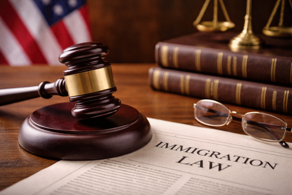 Exterior of a federal court building with columns and an American flag in front, symbolizing legal authority and executive-judicial conflict.