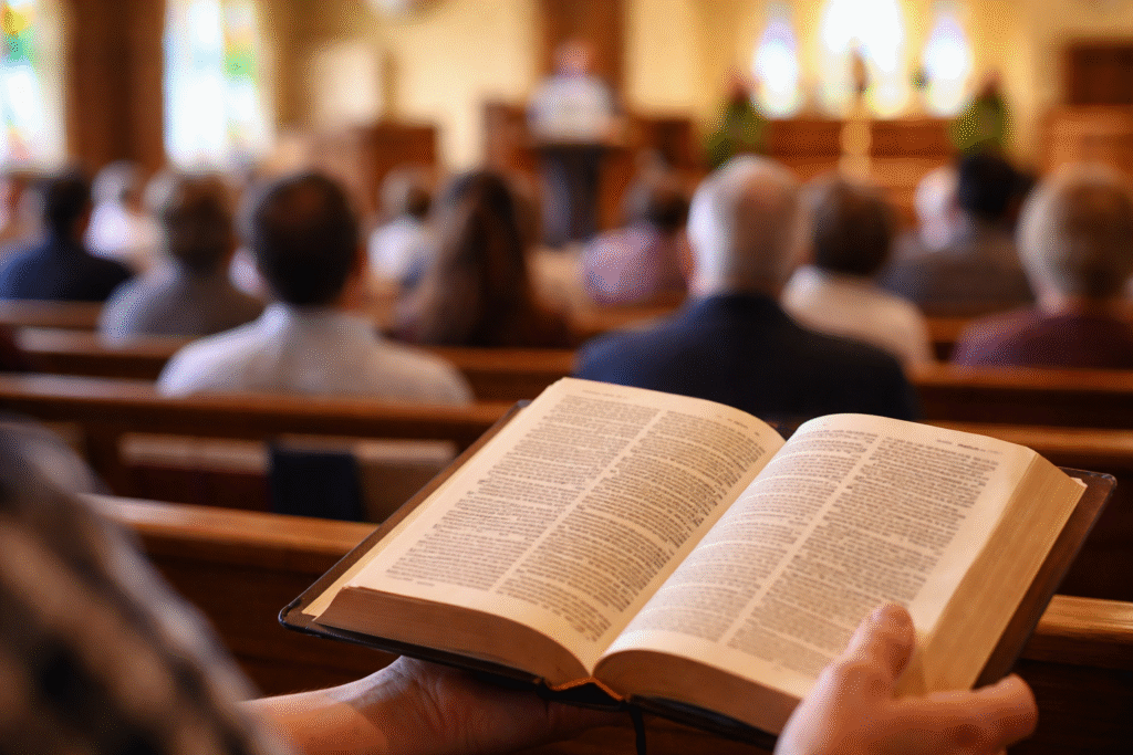 Church-goer holding the Bible