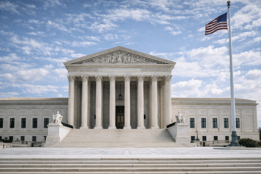 Exterior of the United States Supreme Court building in Washington, D.C., representing a major immigration ruling.