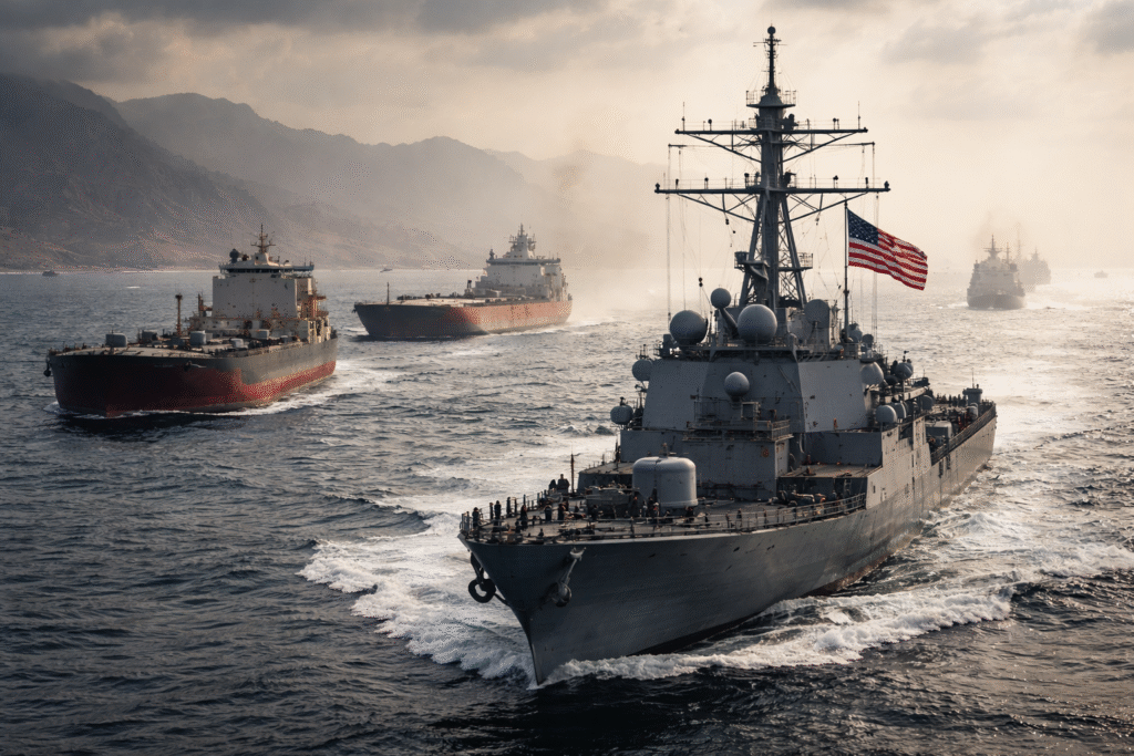 Navy escort through the Strait of Hormuz