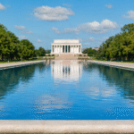 Restored Lincoln Memorial Reflecting Pool with clear blue water and clean surroundings in Washington, DC under daylight.